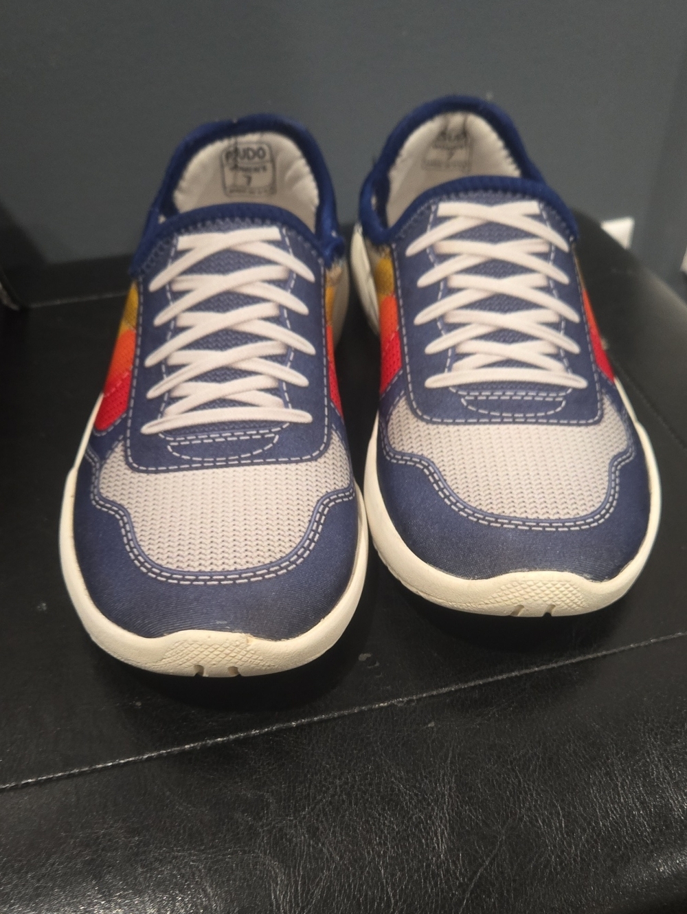 Psudo Woman's Navy and  Rainbow Accent Sneakers